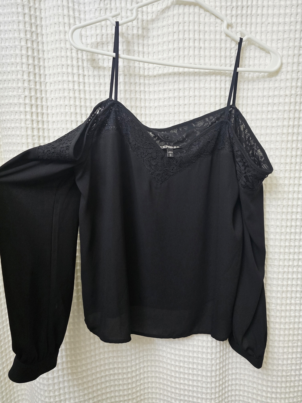 Express Black Lace Cold-Shoulder Spaghetti Strap Top